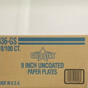 Paper plate uncoated 9" GOLD STAR