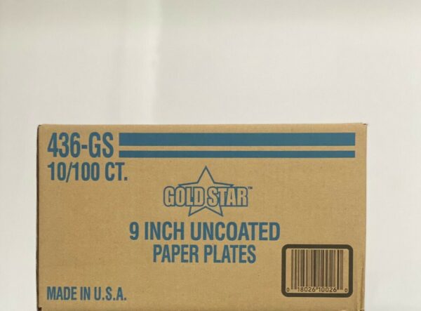 Paper plate uncoated 9" GOLD STAR
